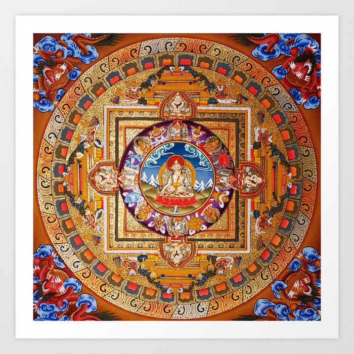 White Tara Buddhist Mandala Art Print