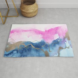 Abstract Watercolor Pink Blue Area & Throw Rug