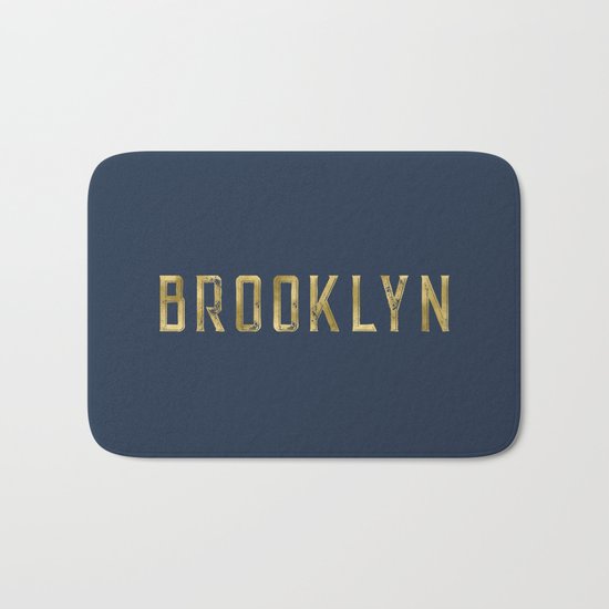 Brooklyn in Gold on Navy Bath Mat