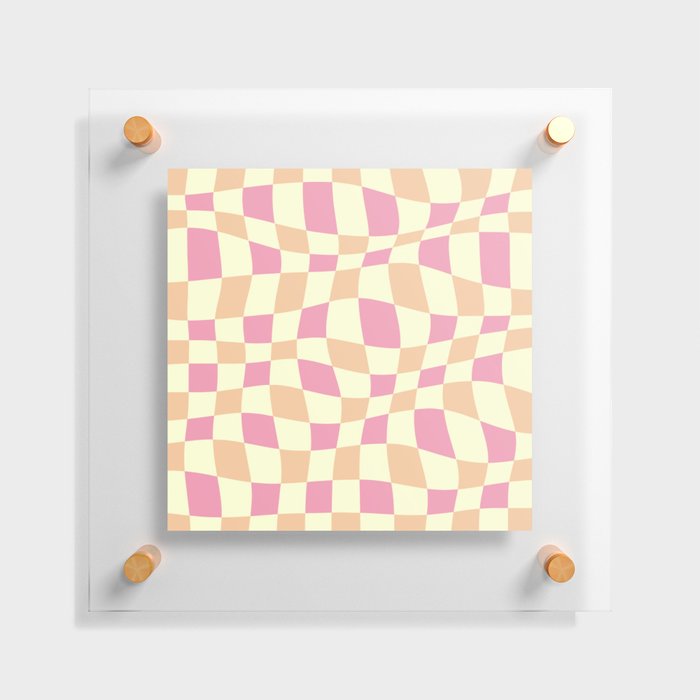 Warped Checkered Pattern (pink/peach/cream) Floating Acrylic Print