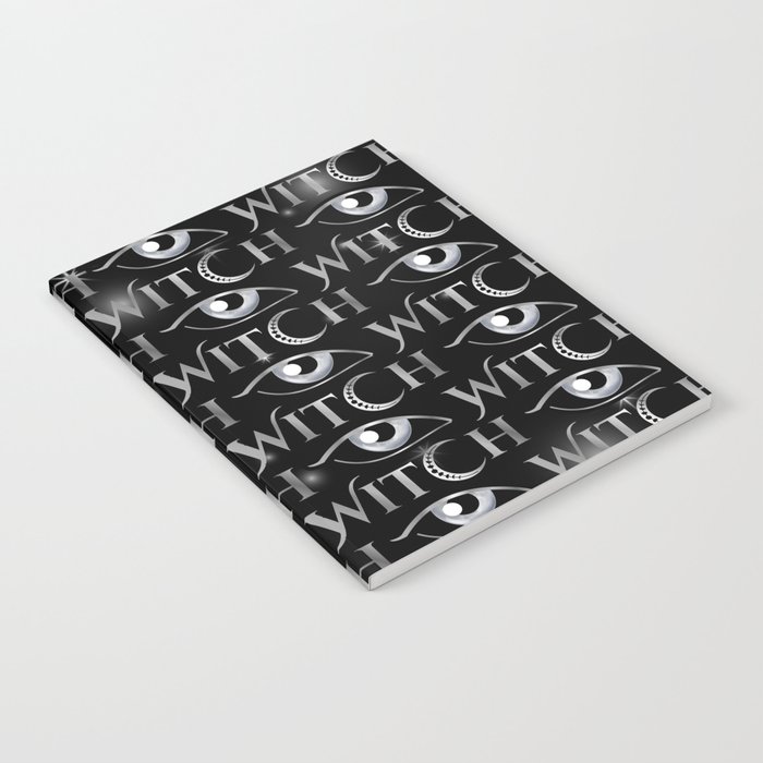 New World Order silver witch eyes with crescent moon	 Notebook