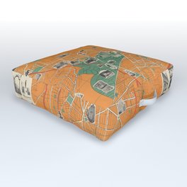 Vintage Map of Mexico City (Mexico) Outdoor Floor Cushion