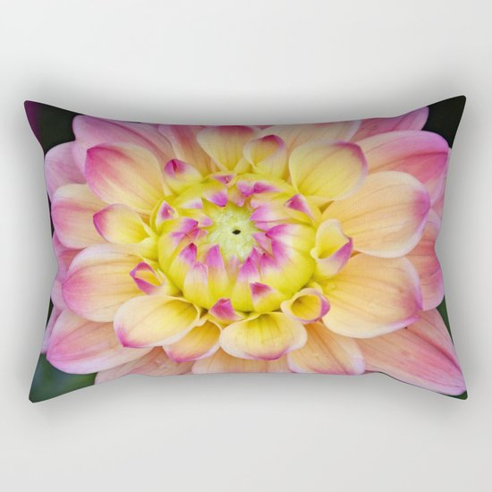Pink Yellow Dahlia Close up Rectangular Pillow