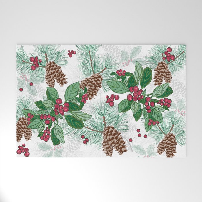 Merry Holly Welcome Mat