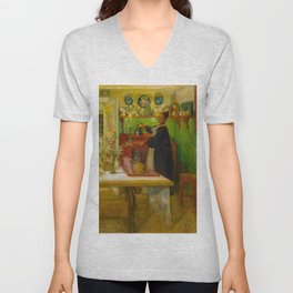 Getting Ready for a Game, 1901 by Carl Larsson V Neck T Shirt