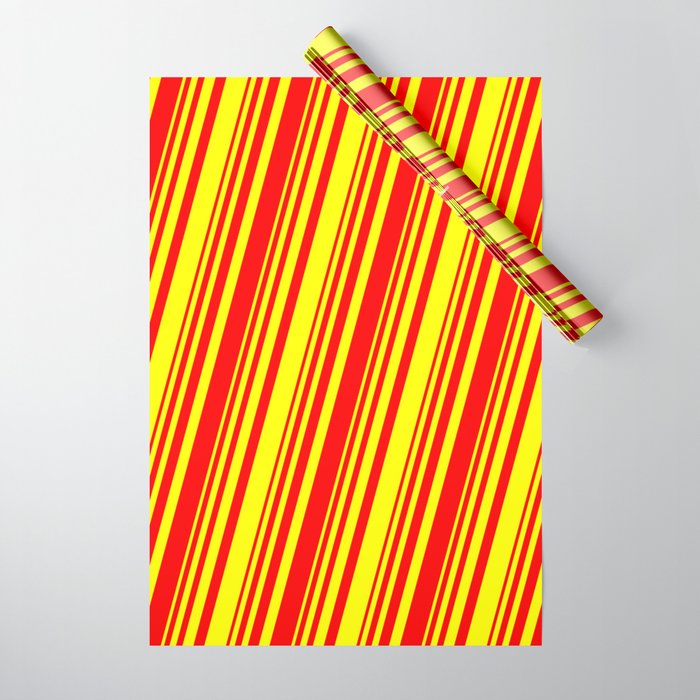 Red and Yellow Colored Lined/Striped Pattern Wrapping Paper