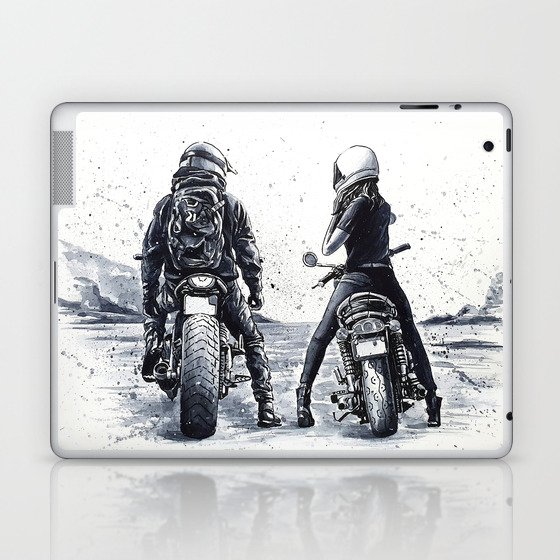 Romantic biker couple Laptop & iPad Skin