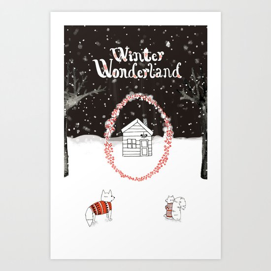 Winter Wonderland Holiday card/illustration Art Print
