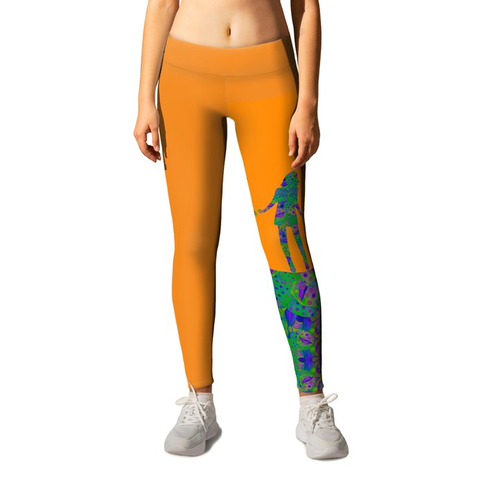"Be yourself (Pop Fantasy Colorful Woman)" Leggings | Painting, Digital, Watercolor, Pattern, Pop-art, Abstract, Marcanton, Woman, Colorful, Pop-fantasy