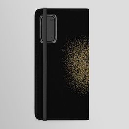 Sketched Dragonfly and Golden Fairy Dust on Black Android Wallet Case