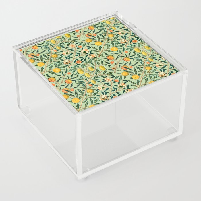 Pomegranate Pattern By William Morris - Green Adaption- Small scaled pattern - green Acrylic Box