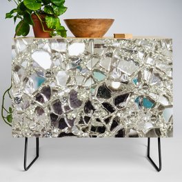 An Explosion of Sparkly Silver Glitter, Glass and Mirror Credenza