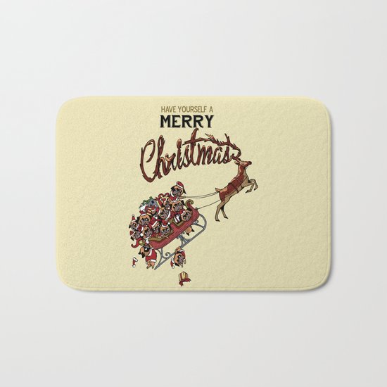 Pugs Christmas Bath Mat