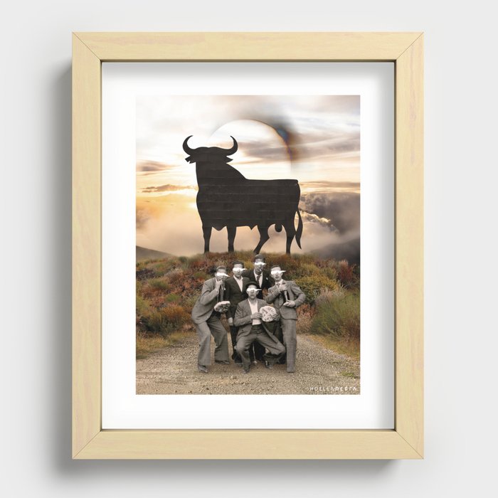 Bulls in Spain Recessed Framed Print