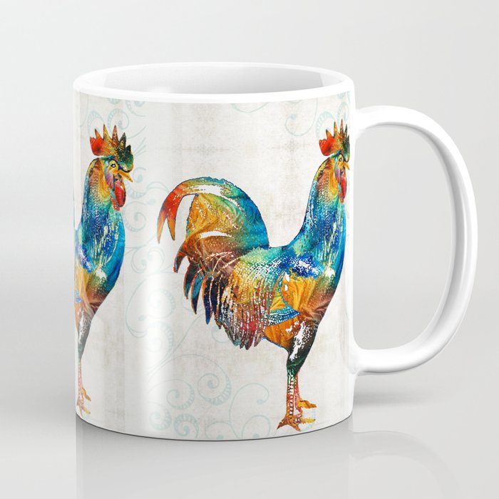 Colorful Rooster Art by Sharon Cummings Coffee Mug