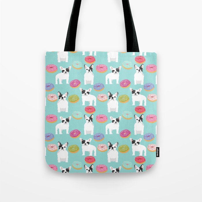 French Bulldog cute mint pastel cute donuts sweet treat doughnuts junk food dessert foods and dogs Tote Bag