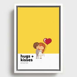 Hugs + Kisses for valentine Framed Canvas