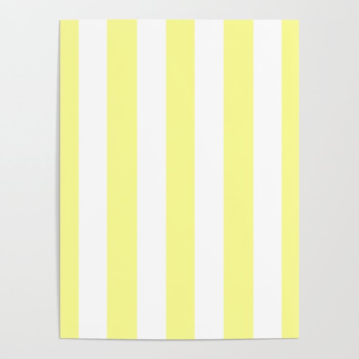 Pastel yellow - solid color - white vertical lines pattern Poster