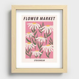 Flower market print, Stockholm, Posters aesthetic, Chamomile, Daisy art print, Pink flower art, Floral art Recessed Framed Print