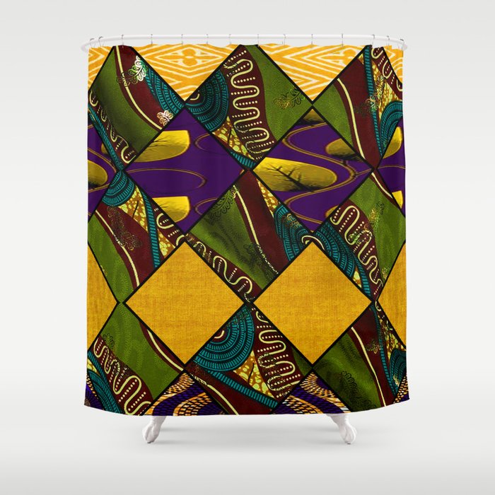 Gras African Print Shower Curtain, African Design Shower Curtains