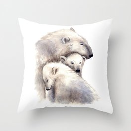 Polar Bears Family Throw Pillow