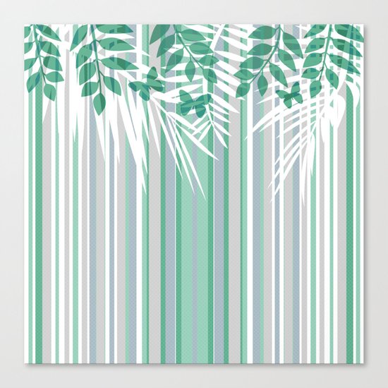 Multi-colored striped pattern with green tones . Canvas Print