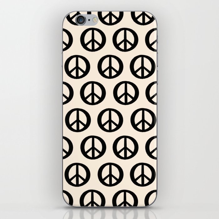 Inky Peace Dots Minimalist Pattern 3 in Black and Almond Cream iPhone Skin