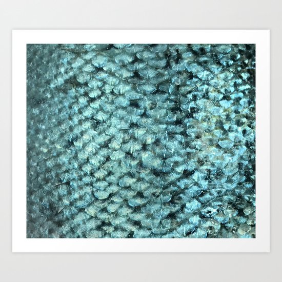Blue aqua mermaid scales Art Print