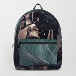 Jamais plus Backpack | Double Exposure, Bird, Photo, Blackblood, Galerie40, Women, Digital Manipulation, Digitalart, Raven, Dark 