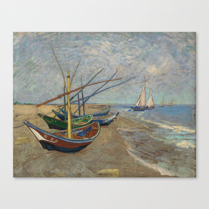 Vincent van Gogh - Fishing Boats on the Beach at Les Saintes-Maries-de-la-Mer Canvas Print