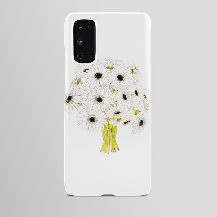 white gerbera flowers ink and watercolor Android Case