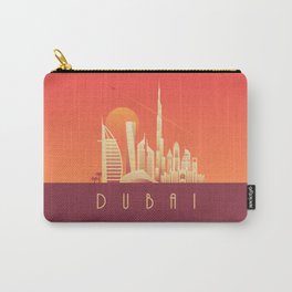 Dubai City Skyline Retro Art Deco Tourism - Sunset Carry-All Pouch