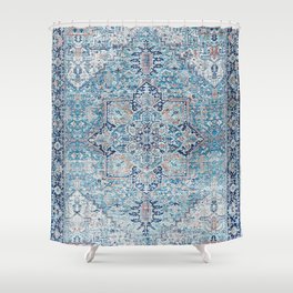 Vintage Distressed Traditional - Blue, Ivory, Orange Shower Curtain