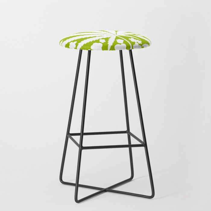 Modern Retro Green And White Cannabis Leaves And Flowers Silhouette Botanical Ditzy Pattern Bar Stool