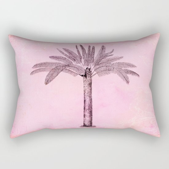 Pink Retro Palmtree Rectangular Pillow