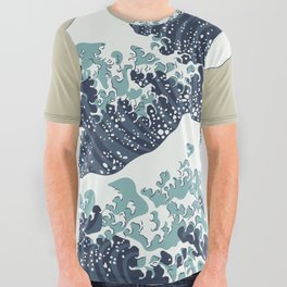 Great Wave with Mount Fuji 19th century japanese style woodblock design vintage illustration All Over Graphic Tee