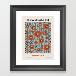 Flower Market Amsterdam, Modern Retro Flower Print Framed Art Print