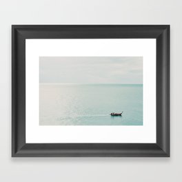 Seaside Thailand, Koh Lanta, Blue Oceanview Boat, Photo Art Print Framed Art Print