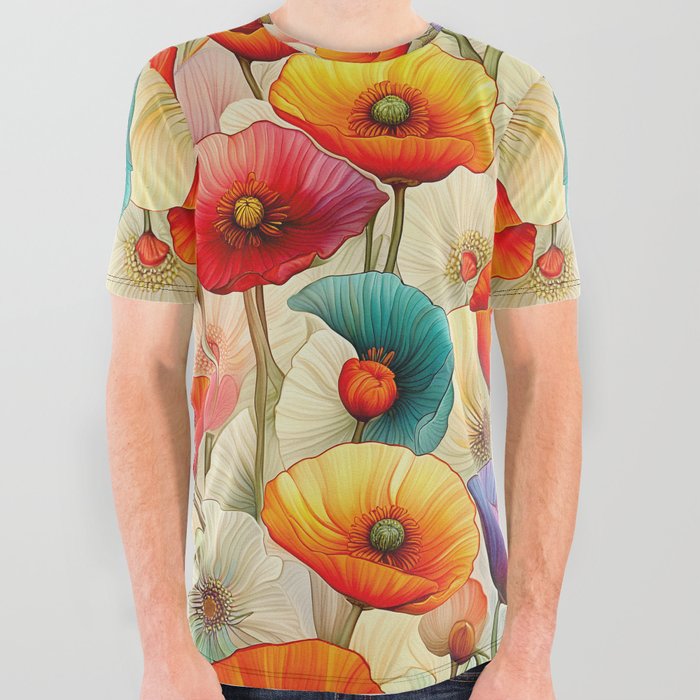 Flower Pattern - Iceland Poppy 3 All Over Graphic Tee