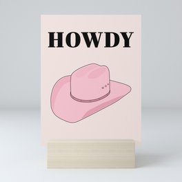 Howdy - Cowboy Hat Pink Mini Art Print