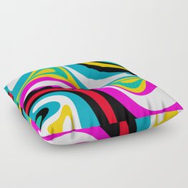 New Groove Retro Swirl Abstract Pattern in Bright 80s Colors Floor Pillow