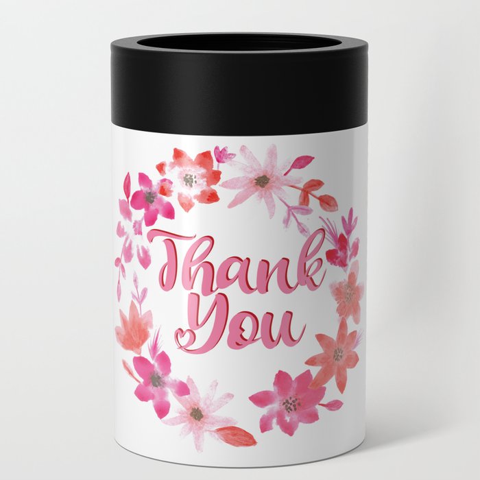 Thank You Note - Cute Floral  Can Cooler