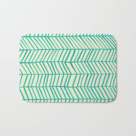Mint Herringbone Bath Mat