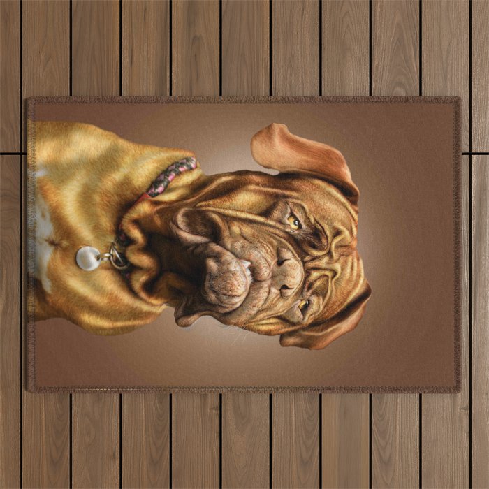 French Mastiff Dog Portrait Outdoor Rug