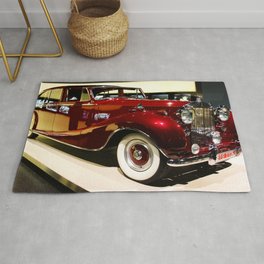 1952 candy apple red British Phantom IV classic antique foreign automobile luxury high class sedan color photograph / photography Area & Throw Rug