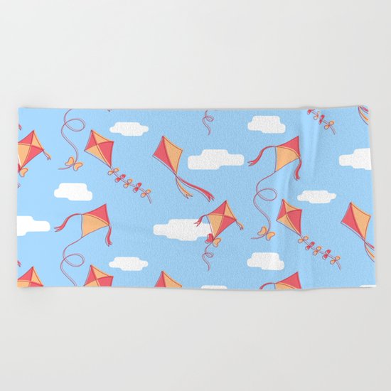 kites and clouds Beach Towel