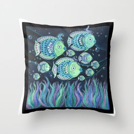 1.The Blue Fish Throw Pillow