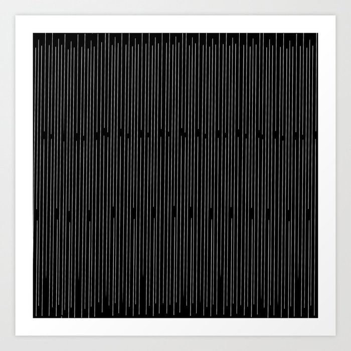 Pinstripe pattern black and white, woman Art Print