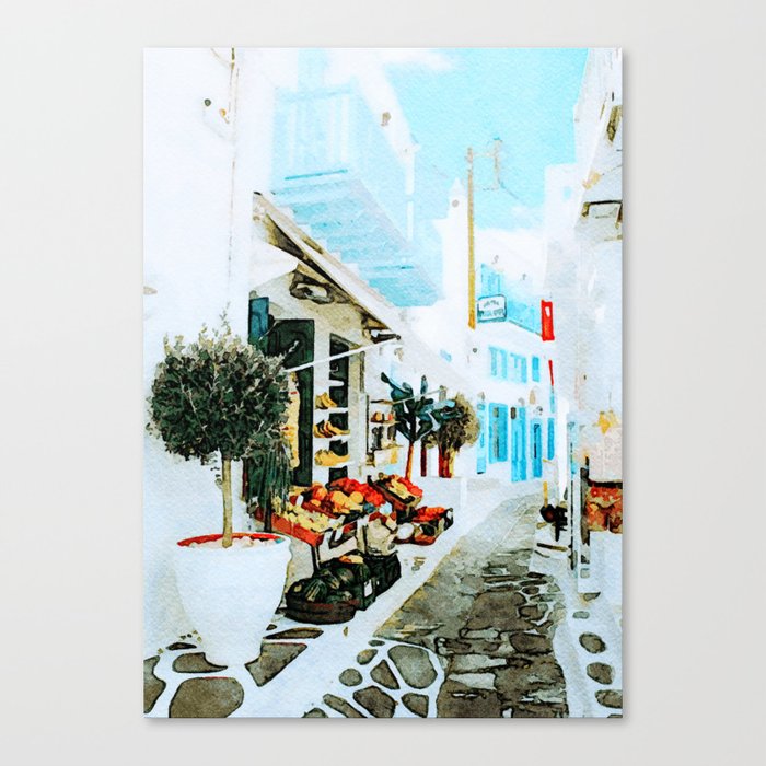 Quiet Street at MyKonos Canvas Print