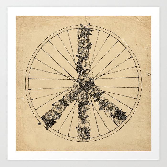 Peace & Bike (Lines) Art Print